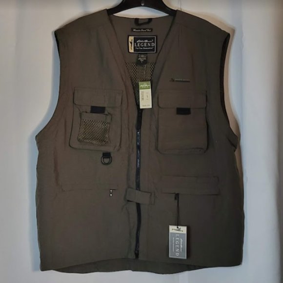 Eddie Bauer Legend NWT Green Earthtech Wenatchee Travel Fishing Vest Large Tall - Picture 2 of 9